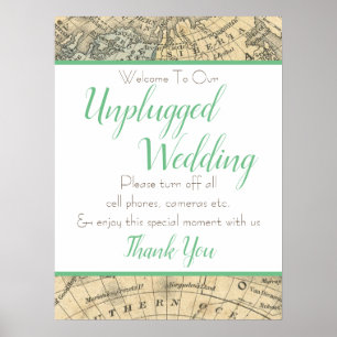  kaart unplugged Wedding Sign Poster
