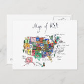 Kaart van Aantrekkingen Verenigde Staten van Ameri (Voorkant / Achterkant)