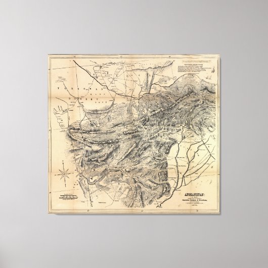 Kaart van Afghanistan (1879) Canvas Afdruk (Voorkant)