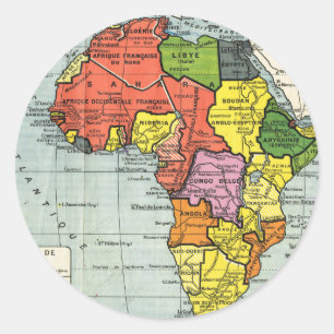  kaart van AFrica, Franse tekst Ronde Sticker