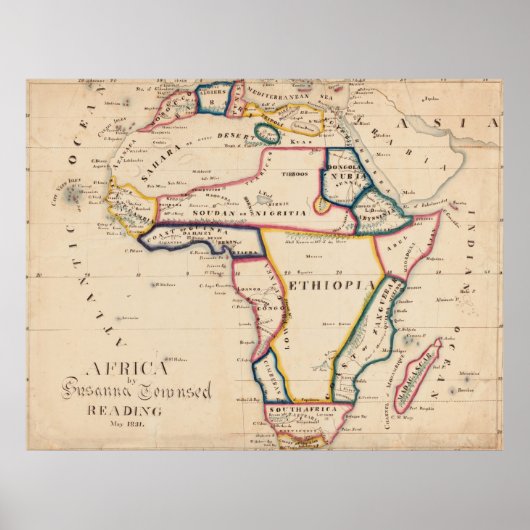 kaart van Afrika (1831) Poster (Voorkant)