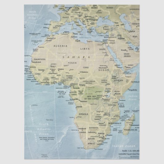 Kaart van Afrika Decoupage Tissuepapier (Voorkant)