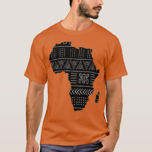 Kaart van Afrika Etnisch Patroon Black en Whit T-shirt