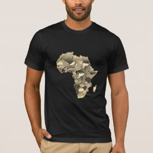 Kaart van Afrika in goud T-shirt