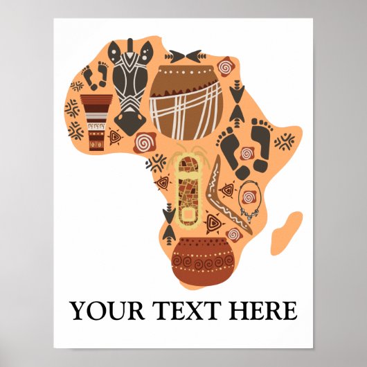 Kaart van Afrika met het erfgoed van de Afrikaanse Poster (Voorkant)