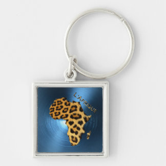 Kaart van AFRIKA Steel-Blue Leopard Fur Series Sleutelhanger