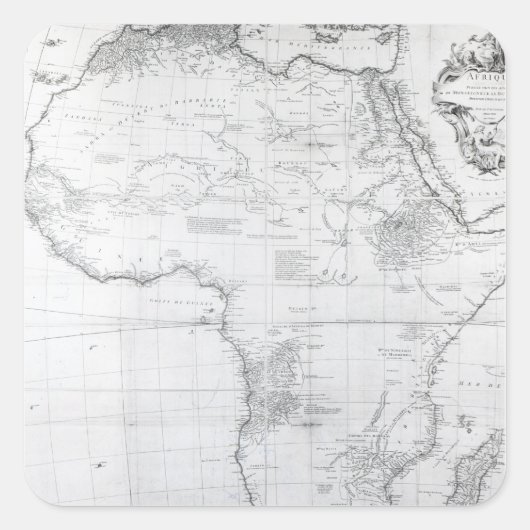 Kaart van Afrika Vierkante Sticker (Voorkant)