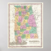  kaart van Alabama (1827) Poster (Voorkant)