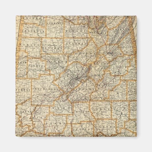 Kaart van Alabama Magneet (Voorkant)