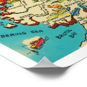  kaart van Alaska in leuke retro kleuren Poster (Hoek)