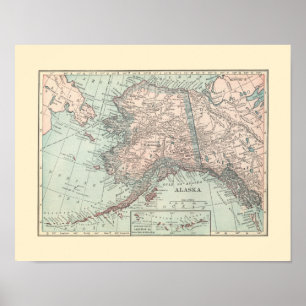 kaart van Alaska Poster
