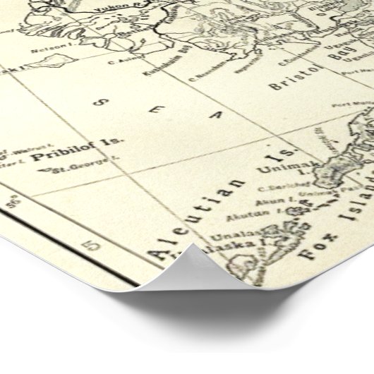  kaart van Alaska Print (Hoek)
