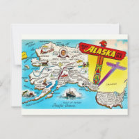 Kaart van Alaska & VS ansichtkaart