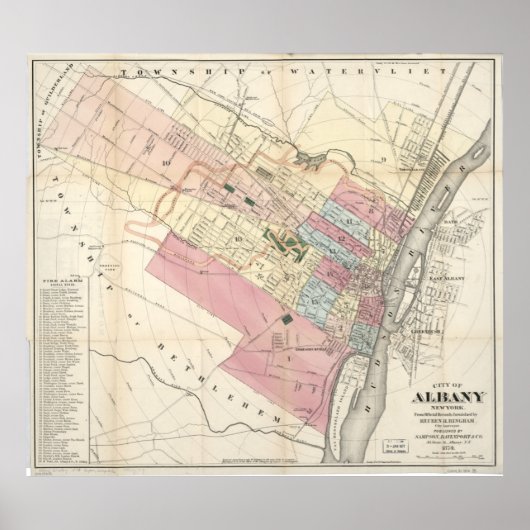 kaart van Albany NY (1874) Poster (Voorkant)