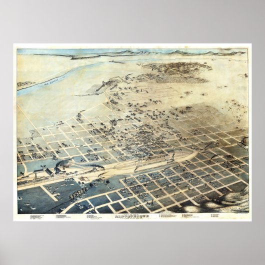  kaart van Albuquerque NM (1886) Poster (Voorkant)