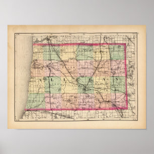Kaart van Allegan County, Michigan Poster