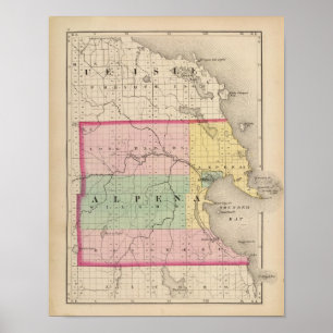 Kaart van Alpena County, Michigan Poster