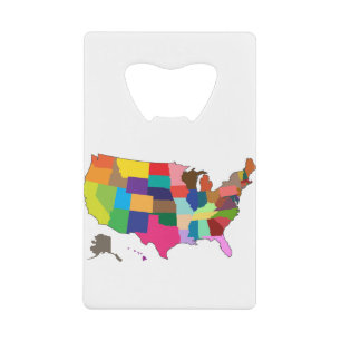 Kaart van Amerika in kleuren Kredietkaart Flessenopener