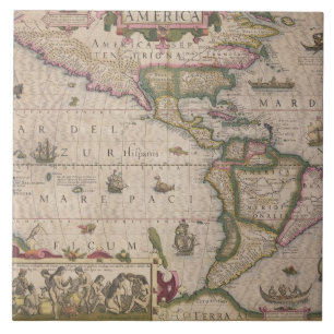 Kaart van Amerika, van de Mercator 'Atlas', pub. d Tegeltje