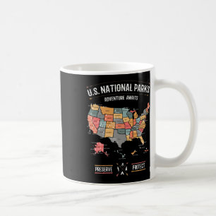 Kaart van Amerikaanse nationale parken Behoud Besc Koffiemok