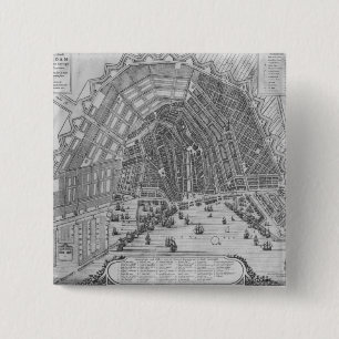 Kaart van Amsterdam, 1662 Vierkante Button 5,1 Cm