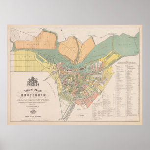  kaart van Amsterdam (1880) Poster