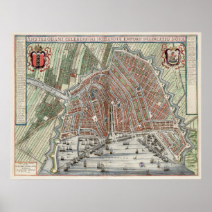 kaart van Amsterdam Poster