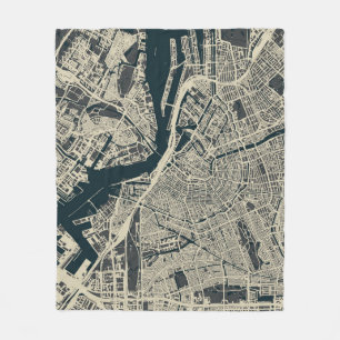 kaart van Amsterdam: Retro Minimalist Fleece Deken