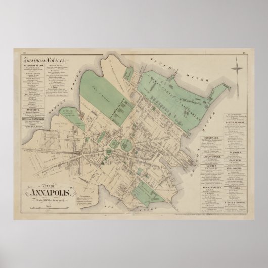 kaart van Annapolis MD (1878) Poster (Voorkant)