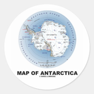 Kaart van Antarctica (geografische ligging) Ronde Sticker
