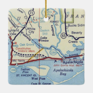 kaart van Apalachicola Keramisch Ornament