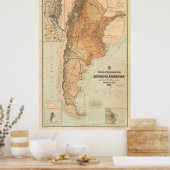  kaart van Argentinië (1882) Poster (Keuken)