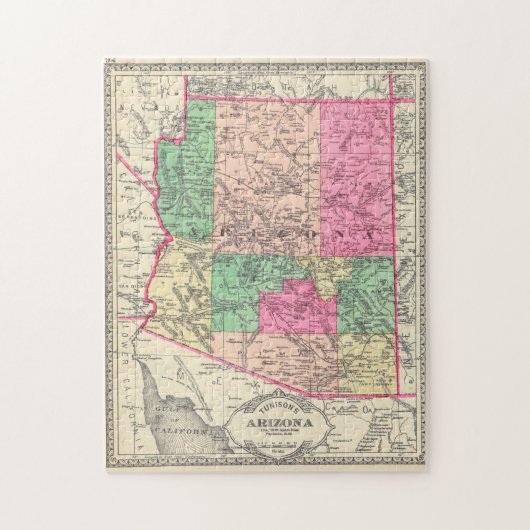  kaart van Arizona (1881) Legpuzzel (Verticaal)