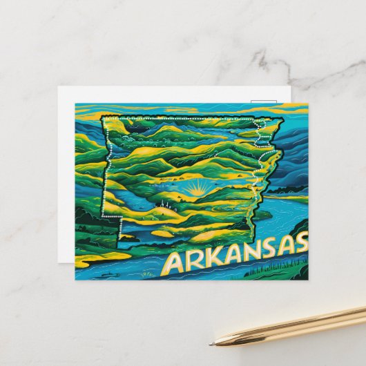 Kaart van Arkansas (Voorkant / Achterkant in situ)