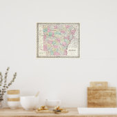  kaart van Arkansas (1855) Poster (Keuken)