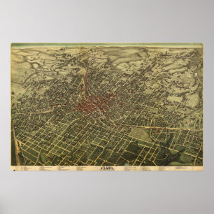 kaart van Atlanta (1892) Poster