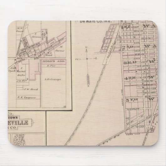 Kaart van Auburn, De Kalb Co. Muismat (Voorkant)