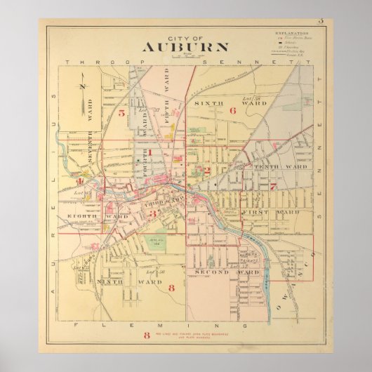  kaart van Auburn NY (1904) Poster (Voorkant)