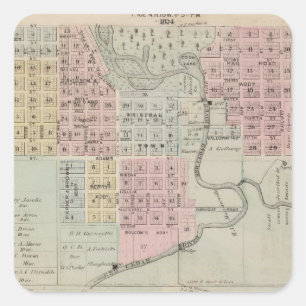 Kaart van Austin, provincie Mower, Minnesota Vierkante Sticker