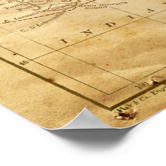 kaart van Australaziatische archiefafdruk Poster (Hoek)