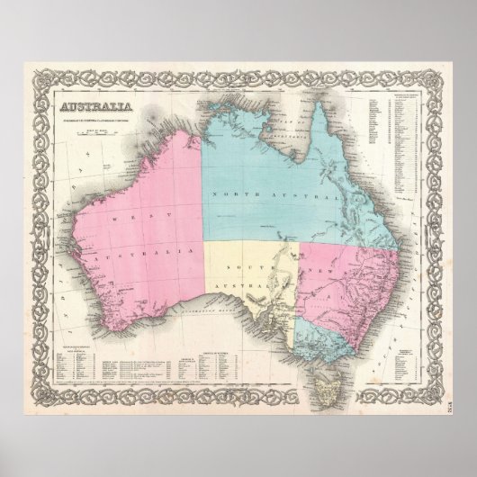 kaart van Australië (1855) Poster (Voorkant)