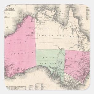  kaart van Australië (1862) Vierkante Sticker