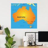 Kaart van Australië Poster (Thuiskantoor)