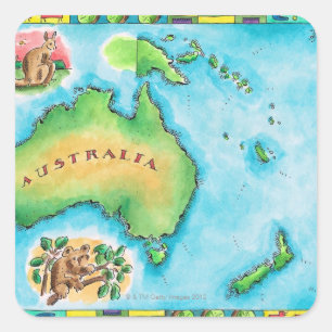 Kaart van Australië Vierkante Sticker