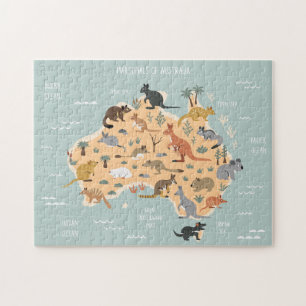 Kaart van Australische buideldieren kinder Legpuzzel