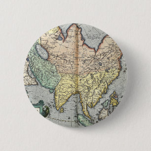 kaart van Azië 1592 Ronde Button 5,7 Cm