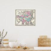  kaart van Azië (1855) Poster (Keuken)