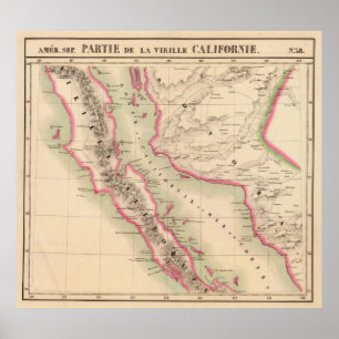  kaart van Baja California (1827) Poster
