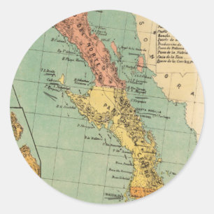  kaart van Baja California (1899) Ronde Sticker