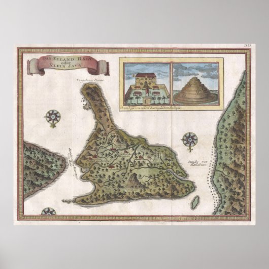 kaart van Bali Indonesia (1760) Poster (Voorkant)